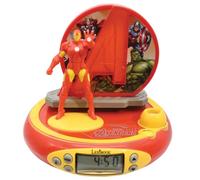 Lexibook Marvel Avengers Vendicatori Iron Man Radiosveglia con proiettore, Luce Notturna Integrata, proiezione del Tempo sul soffitto, Funzionamento a Batteria, Rosso/Giallo, RP510AVLXB
