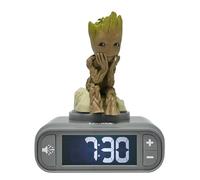 Lexibook, Marvel Guardiani della Galassia, Sveglia Notturna Groot, Suoni e Melodie, Schermo LCD retroilluminato, Illuminato, Snooze, Grigio/Marrone, RL800GGLXB
