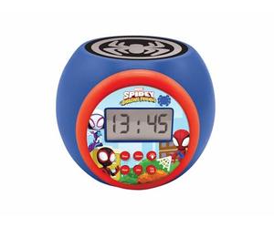 Lexibook - Marvel Spidey e i Suoi Fantastici Amici - Sveglia a proiettore con Funzione di Allarme e Snooze, Luce Notturna con Timer, Display LCD, Funzionamento a Batteria, Blu/Rosso, RL977SP1LXB