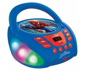 Lexibook - Marvel Uomo Ragno - Lettore CD Bluetooth per bambini - Portatile, Effetti multicolore, Jack per microfono, AUX IN, AC o batterie, Ragazze, Ragazzi, Blu/rosso, RCD109SP