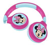 Lexibook, Minnie, Cuffie Bluetooth 2 in 1 per bambini, stereo, senza fili, con cavo, volume sicuro per bambini, pieghevoli, regolabili, rosa/blu, HPBT010MN