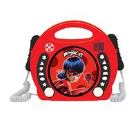 Lexibook, Miraculous Ladybug Cat Noir, lettore CD portatile con microfoni, lettore musicale, ripetizione e programmazione, karaoke, jack per cuffie, rosso, RCDK100MI