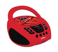 Lexibook, Miraculous Ladybug Cat Noir, lettore CD radiofonico, jack microfono, jack aux-in, alimentazione a corrente alternata o a batteria, rosso/nero, RCD108MI