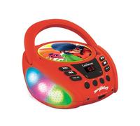 Lexibook - Miraculous - Lettore CD Bluetooth per Bambini - Portatile, Effetti Multicolore, Jack per Microfono, AUX in, AC o batterie, Rosso, RCD109MILXB