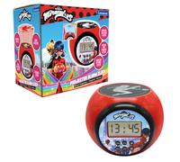 Lexibook - Miraculous Sveglia con proiettore con Funzione Snooze, Luce Notturna con Timer, Schermo LCD, a Batteria, Rosso/Nero RL977MILXB