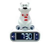 Lexibook Orso polare Orologio di allarme per bambini, luce lampeggiante, orologio, sveglia per ragazzi e ragazze, Snooze, bianco, RL800PB