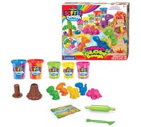 Lexibook Pasta da modellare Fluorescente Dino Blu Viola Rosso Arancione Verde Giallo Rosa CRDOUGH11