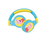 Lexibook, Peppa Pig, Cuffie Bluetooth 2 in 1, stereo senza fili/cablate, volume sicuro per bambini, pieghevoli, regolabili, blu/giallo, HPBT010PP