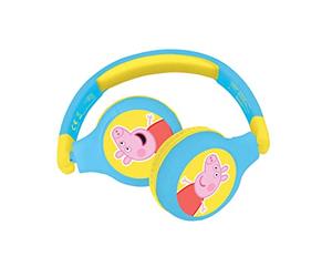 Lexibook, Peppa Pig, Cuffie Bluetooth 2 in 1, stereo senza fili/cablate, volume sicuro per bambini, pieghevoli, regolabili, blu/giallo, HPBT010PP