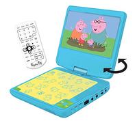 Lexibook, Peppa Pig, Lettore DVD portatile, schermo rotante da 7” per bambini, telecomando, caricatore per auto, porta USB, batteria ricaricabile, blu/giallo, DVDP6PP