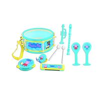 Lexibook, Peppa Pig, Set di 7 strumenti musicali (tamburo, maracas, nacchera, armonica, flauto dolce, tromba, tamburello), Giocattolo musicale, Comodo gioco da trasportare, Blu/Giallo, K360PP