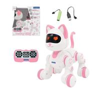 Lexibook, Power Kitty Jr., Gatto telecomandato da addestrare, Si dimena come un vero gatto, Occhi interattivi, STEM programmabile, Batteria ricaricabile, Rosa/bianco, KIT01