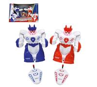 Lexibook, Powerman Gladiators, Robot da Combattimento telecomandati, modalità di Combattimento a duello, 5 Colpi Prima del K.O., Effetti sonori e Luminosi, Blu/Rosso, ROBDUOLXB