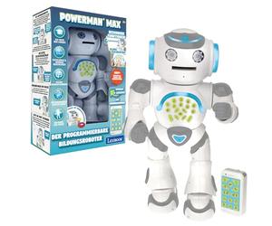Lexibook Powerman Max, telecomando a piedi robot giocattolo parlante, STEM programmabile, balli, cantare, raccontare 10.000 storie, quiz di apprendimento, dischi di tiro, ripetizione vocale, ROB80DE