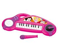 Lexibook, Principesse Disney, Pianoforte elettronico per bambini con effetti luminosi, microfono, batteria, altoparlante integrato, melodie dimostrative, lettore DJ, rosa/viola, K704DP