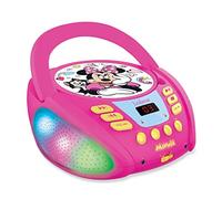 Lexibook RCD109MN Disney Minnie - Lettore CD Bluetooth per bambini, portatile, multicolore, effetti di luce, microfono, Aux-in Jack, AC o a batteria