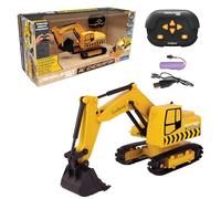 Lexibook, Crosslander® Pro, Escavatore RC, retroescavatore telecomandato, pala automatica, tappeto da gioco, stampi per la sabbia, 2 camion e un ponte in scatola inclusi, ricaricabile, RCP30