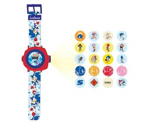 Lexibook, SEGA Sonic The Hedgehog, Orologio da proiezione regolabile con schermo digitale, Proietta 20 immagini di Sonic, per bambini, Blu/rosso, DMW050SN