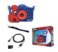 LEXiBOOK, Spider-Man DJ078SP - Fotocamera 4 in 1 per bambini, con protezione, foto, video, MP3 e giochi, 15 fotogrammi per personalizzare le tue foto, scheda di memoria da 8 GB inclusa