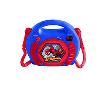 Lexibook, Spider-Man, Lettore CD portatile con microfoni, lettore musicale, ripetizione e programmazione, karaoke, jack per cuffie, blu/rosso, RCDK100SP