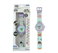 Lexibook, Star Wars, Orologio digitale Grogu con 20 proiezioni, Bracciale regolabile per bambini, Visualizzazione di data e ora, Verde/Violetto, DMW050SWLXB