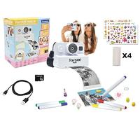 Lexibook, StarCAM Print HD, Fotocamera con stampante istantanea, Funzioni di foto, video, selfie, musica e giochi, Kit di personalizzazione e scheda SD da 32GB inclusi, Bianco, DJ160
