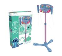 Lexibook Stitch, altoparlante luminoso su supporto per bambini, gioco musicale, altezza regolabile, effetti di luce, 2 microfoni inclusi, ingresso MP3, Bluetooth, Blu, S160D