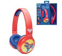 Lexibook - Superman - Cuffie Audio per Bambini 2-in-1 Bluetooth e con Cavo - Stereo, Wireless, con Filo, Volume limitato, Pieghevoli, Regolabili, per Bambina/Bambino, Rosso/Blu, HPBT010SULXB