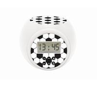 Lexibook Sveglia con proiettore Calcio con Funzione Snooze, Luce Notturna con Timer, Schermo LCD, a Batteria, Bianco/Nero, RL977FOLXB