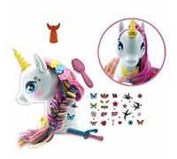 Lexibook, Testina interattiva per acconciatura Unicorno, Capelli Lunghi e setosi, interattiva, Musica e Accessori magici, per Bambini dai 3 Anni in su, Bianco/Rosa, SHUNI