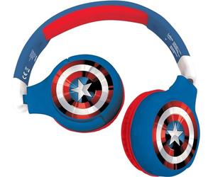 Lexibook, The Avengers, Cuffie Bluetooth 2 in 1 per bambini, Stereo Wireless Wired, Volume sicuro per bambini, pieghevoli, regolabili, rosso/blu, HPBT010AV