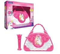 LEXiBOOK Unicorno, borsa per karaoke con microfono, cambia voce, canzoni demo, effetti luce, microfono incluso, ingresso aux, rosa/blu, K102UNI