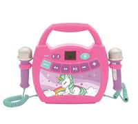 Lexibook, Unicorno, Lettore Digitale Karaoke Portatile per Bambini, Microfoni, Effetti Luce, Bluetooth®, Funzioni di Registrazione e Cambio Voce, Rosa, MP320UNIZ