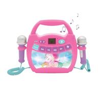 Lexibook Unicorno - Lettore Musicale Karaoke Portatile per Bambini - Microfoni, Effetti di Luce, Bluetooth, Registrazione vocale e funzioni di Modifica, batterie Ricaricabili, Rosa, MP320UNIZLXB