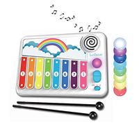 Lexibook- Xylofun Xilofono elettronico educativo per Bambini, Giocattolo Musicale, 8 Tasti, luci Guida, 2 Bacchette Incluse, Bianco/Blu, Colore