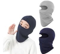 LEXICAMHS 2 Pezzi Passamontagna Estivo per Bambini, Passamontagna Maschera Antivento protettore UV, Passamontagna Sottile Maschera per Bici Ciclismo Ragazzi Ragazze (Grigio e Blu Navy)