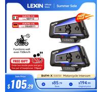 Lexin B4FM-X Cuffie per casco interfono moto Bluetooth, interfono per comunicazione wireless BT 5.0 Condivisione musicale 10 ciclisti
