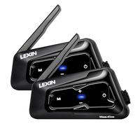 LEXIN MeshCom Interfono Moto MESH 3.0 - Bluetooth 5.0 Interfono Moto con Condivisione della Musica, Multitasking Audio, Impermeabile,Mesh Sistema di Comunicazione, Doppio Pacchetto
