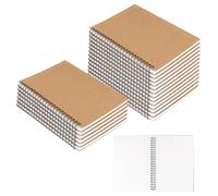 LEXININ 20 Pcs A5 Kraft Blank Notebook, 8 x 5.7 Inch Blank Spiral Notepad 60 Sheets/120Pages, 80gsm for Home Office Use