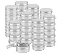 LEXININ 40 barattoli di latta in alluminio da 50 ml, piccoli barattoli rotondi da 50 g con tappo a vite in metallo per candele, crema, 57 x 27 mm