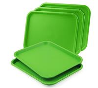 LEXININ Confezione da 5 vassoi in plastica per fast food, 35 x 27 cm, rettangolari verdi, per ristoranti, caffetterie, bevande, cibo