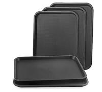 LEXININ Confezione da 5 vassoi in plastica per fast food, 41 x 30 cm, colore nero, rettangolari, per ristoranti, caffetterie, bevande, cibo