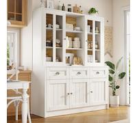 Lexiou Armadio alto per soggiorno (140 × 38,5 × 175 cm), armadietto alto moderno e minimalista (bianco)