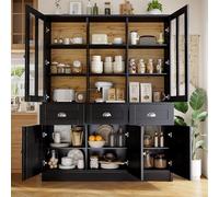 Lexiou Armadio alto per soggiorno (140 × 38,5 × 175 cm), armadietto alto moderno e minimalista (nero)