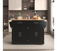 Lexiou Carrello da portata con piano pieghevole, 120 x 46 x 91 cm, con ruote e gambe in legno intercambiabili, ideale per cucina e sala da pranzo (nero)