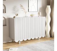 Lexiou Credenza a forma di goccia con ante sagomate e cerniera a buffer (bianco)
