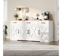 Lexiou Credenza bianca moderna, armadio multifunzione in legno, soggiorno, sala da pranzo, credenza bianca con decorazione
