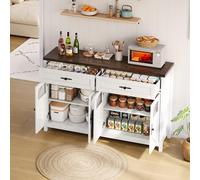 Lexiou Credenza per sala da pranzo con vano portaoggetti, 140 cm, a buffet con 4 ante e 2 cassetti grandi, per sala da pranzo, credenza bar in stile contemporaneo
