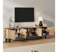 Lexiou Mobile TV, 180 x 40 x 55 cm, colore legno originale, 8 ripiani separati, supporto TV, centro di intrattenimento per TV da 70 pollici, adatto per soggiorno