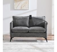 Lexiou Moderno divano doppio piccolo divano in tessuto poltrona con tasca laterale + supporto regolabile per cellulare adatto per soggiorno/camera da letto/balcone (grigio)